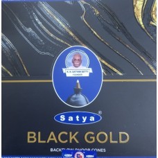 Благовония Черное Золото 12 штук по 10 конусов = 1 блок Сатья (Dhoop Cones Black Gold Satya) Индия